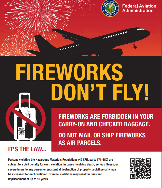 Fireworks don't fly - FAA flyer