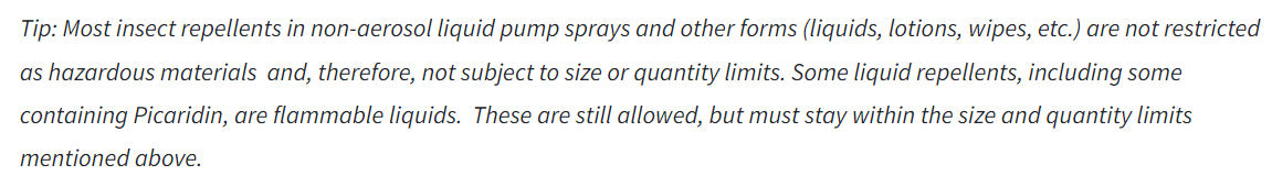 FAA about insect repellents