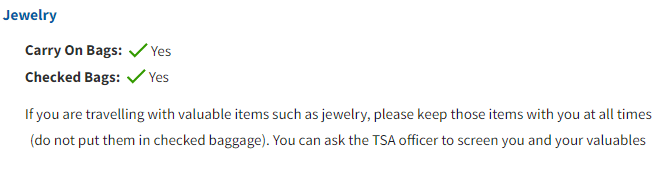 TSA About Jewelry